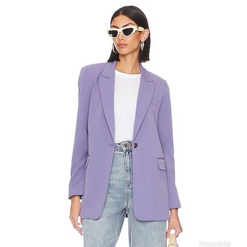 Revolve 1. State Single Button Relaxed Blazer Jacket in Twilight Purple Size 14